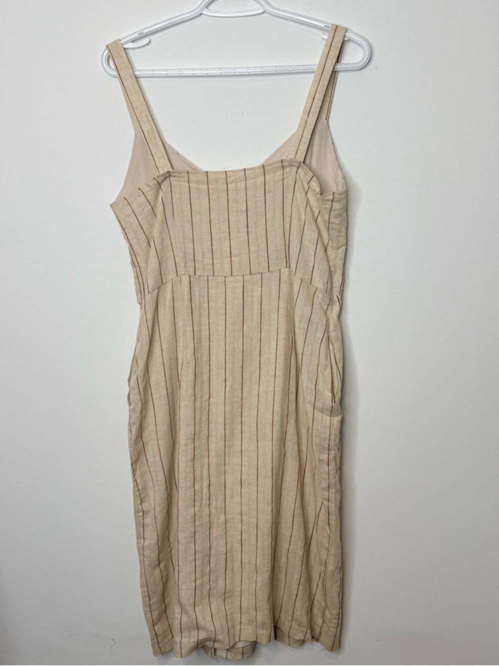 Lucca Beige Striped Button-Front Linen cotton Dress size Small BNWT - Picture 3 of 13